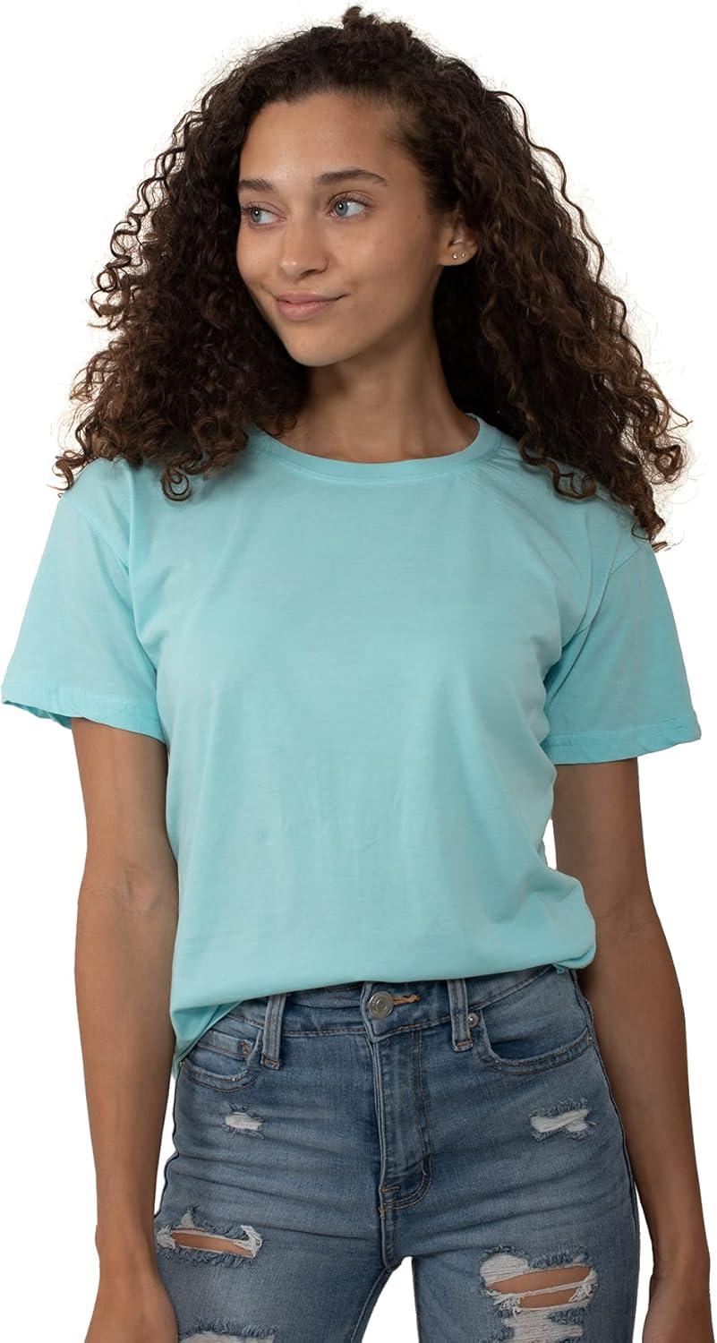 imageFashion Crewneck Short SleeveFashion Crewneck Short Sleeve Womens Raw Edge TshiAqua