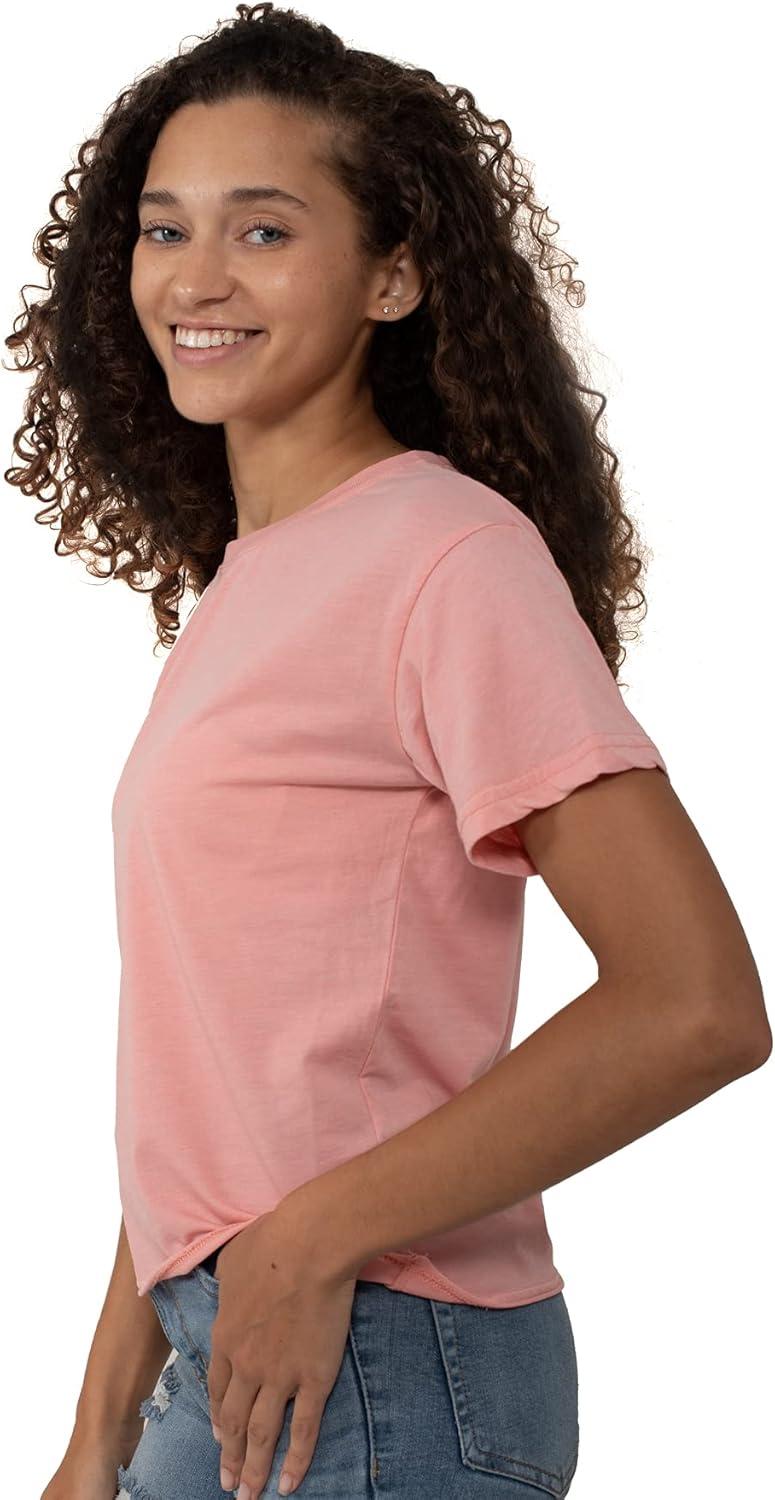 imageFashion Crewneck Short SleeveFashion Crewneck Short Sleeve Womens Raw Edge TshiCoral