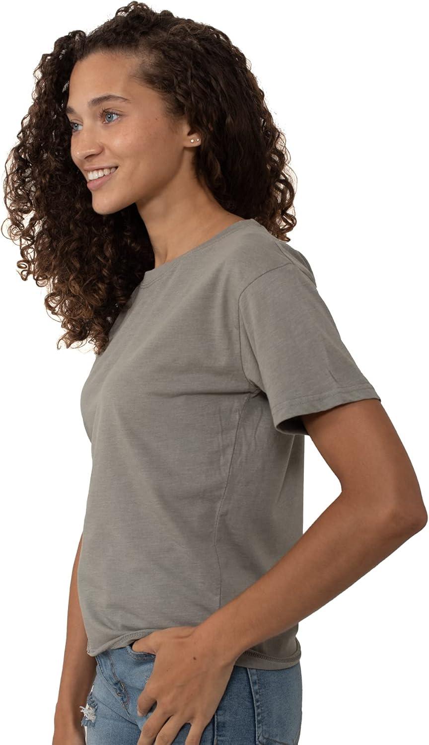 imageFashion Crewneck Short SleeveFashion Crewneck Short Sleeve Womens Raw Edge TshiGrey