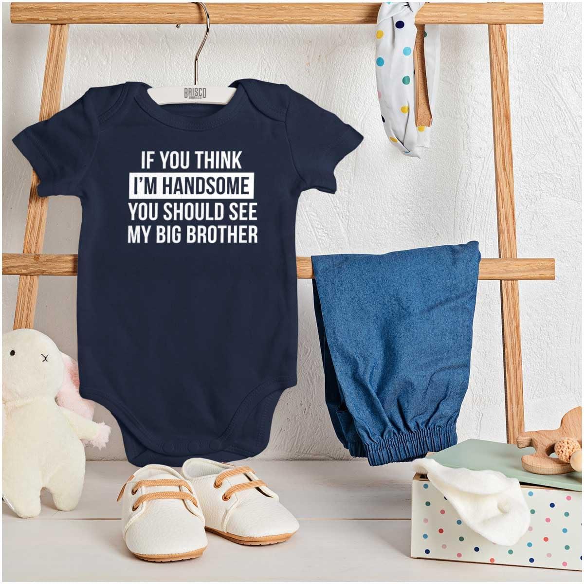imageHandsome Little Brother Funny Baby Bodysuit Jumper BoysNavy