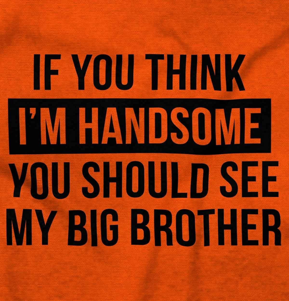 imageHandsome Little Brother Funny Baby Bodysuit Jumper BoysOrange