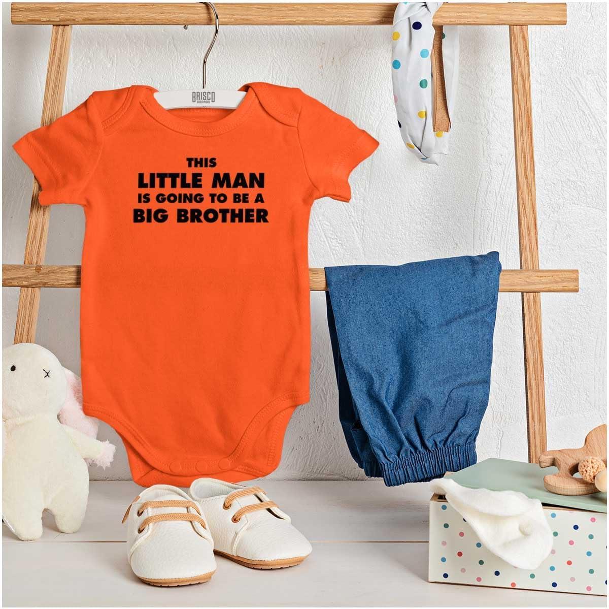 imageLittle Man Going to Be a Big Brother Baby Bodysuit Jumper BoysOrange