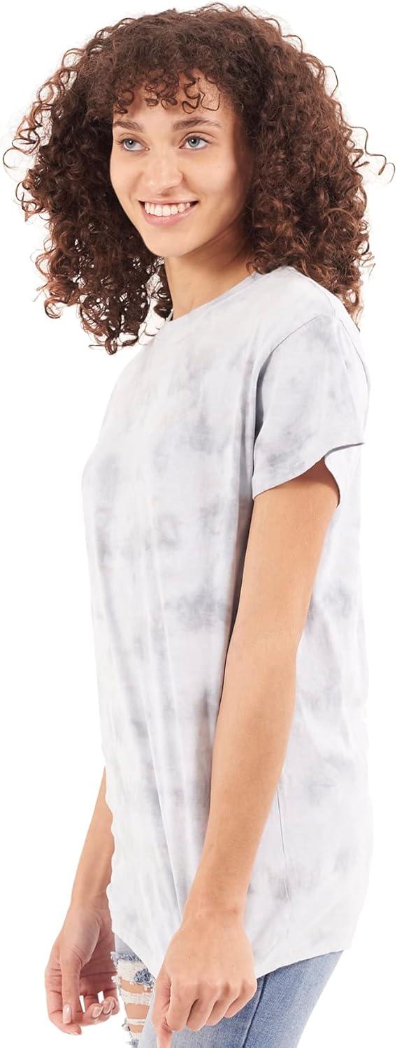 imageTie Dye Shirt Colorful Cloud Short Sleeve Knit TShirt Crewneck TopCrystal Grey