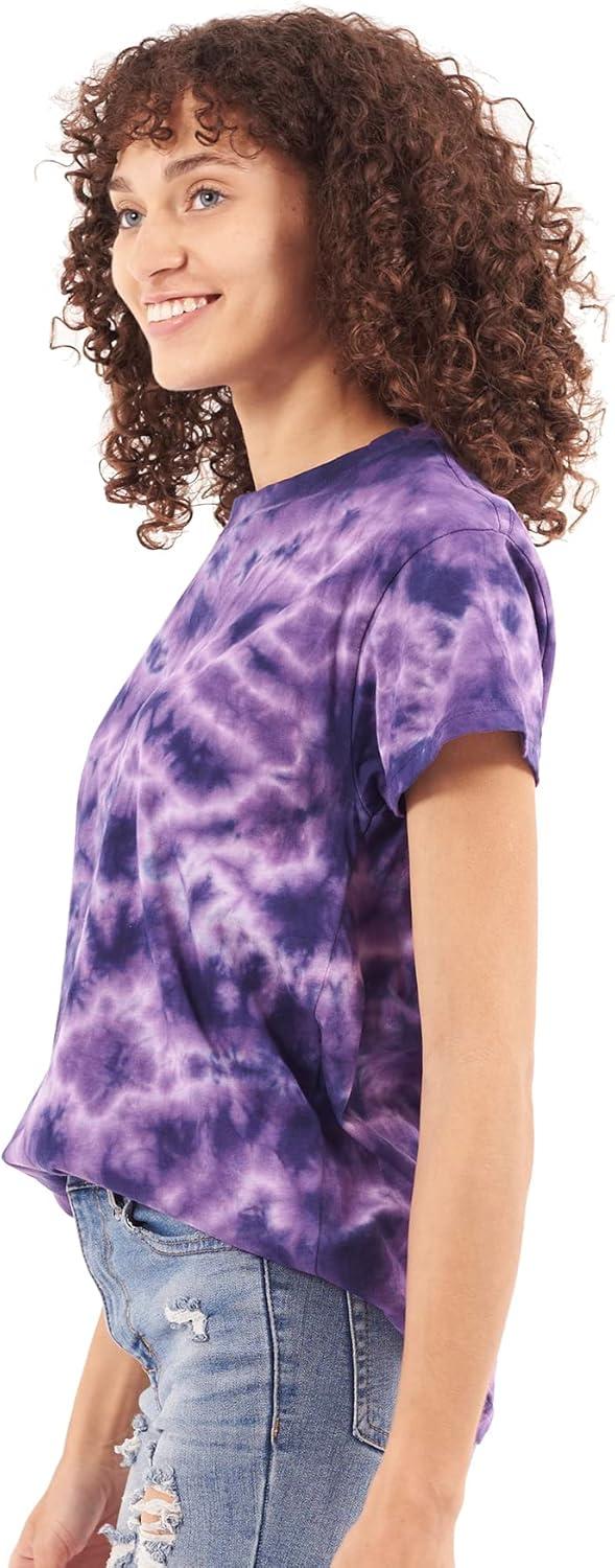imageTie Dye Shirt Colorful Cloud Short Sleeve Knit TShirt Crewneck TopCrystal Purple