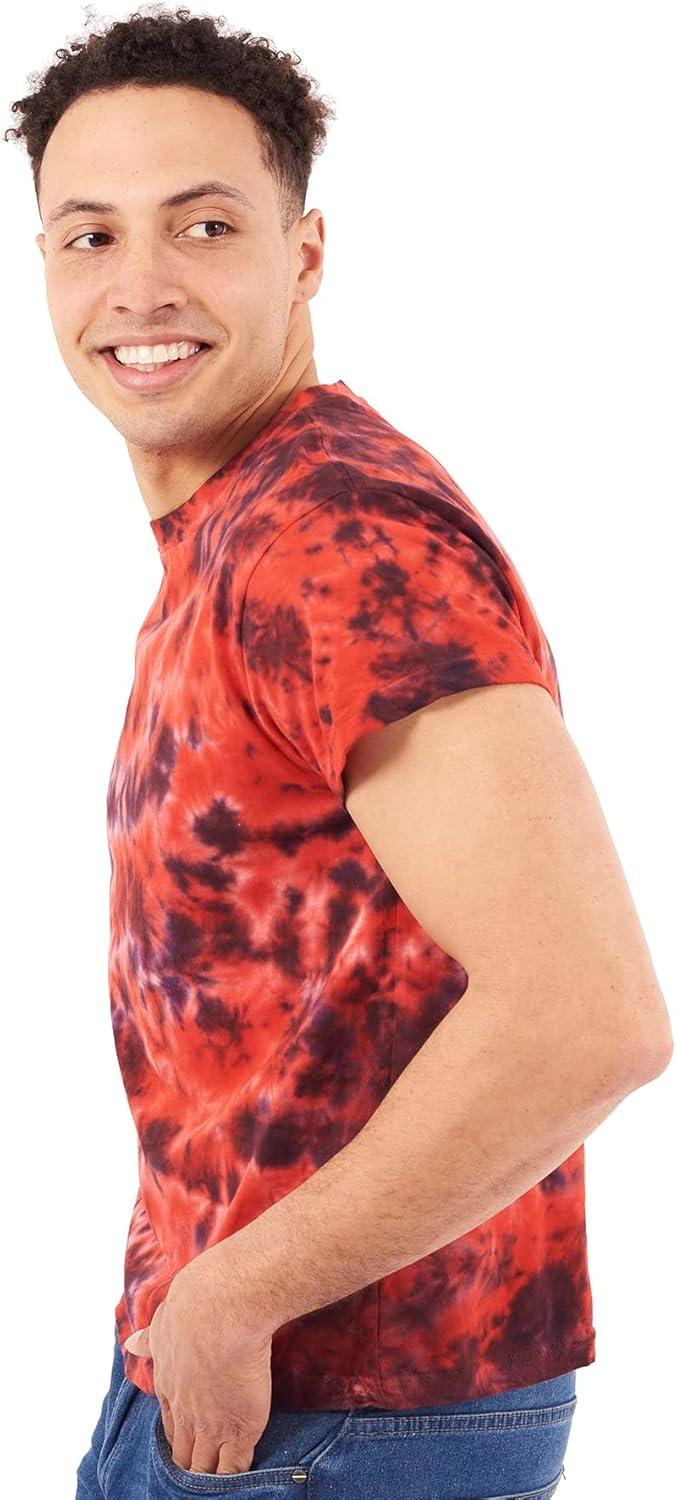 imageTie Dye Shirt Colorful Cloud Short Sleeve Knit TShirt Crewneck TopCrystal Red