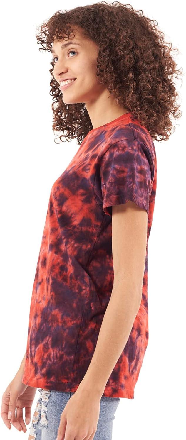 imageTie Dye Shirt Colorful Cloud Short Sleeve Knit TShirt Crewneck TopCrystal Red