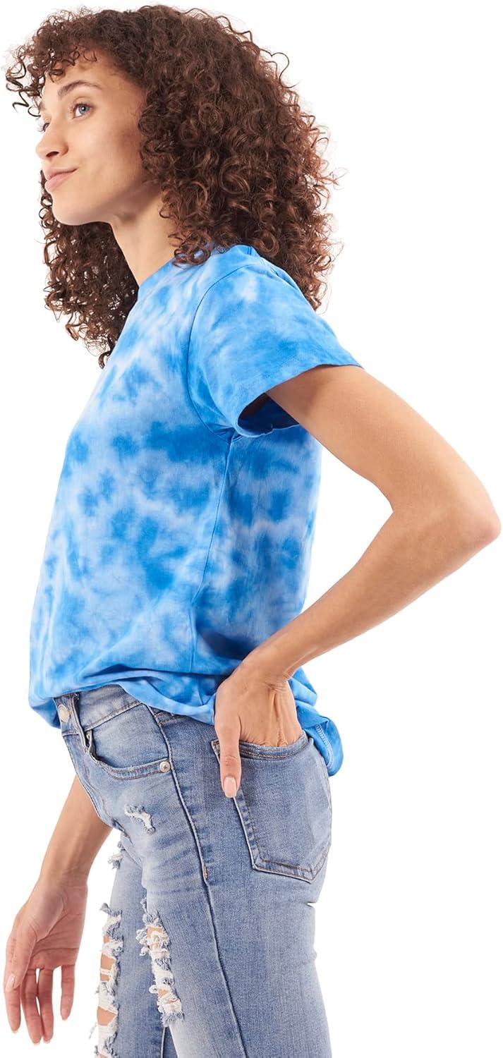 imageTie Dye Shirt Colorful Cloud Short Sleeve Knit TShirt Crewneck TopCrystal Royal