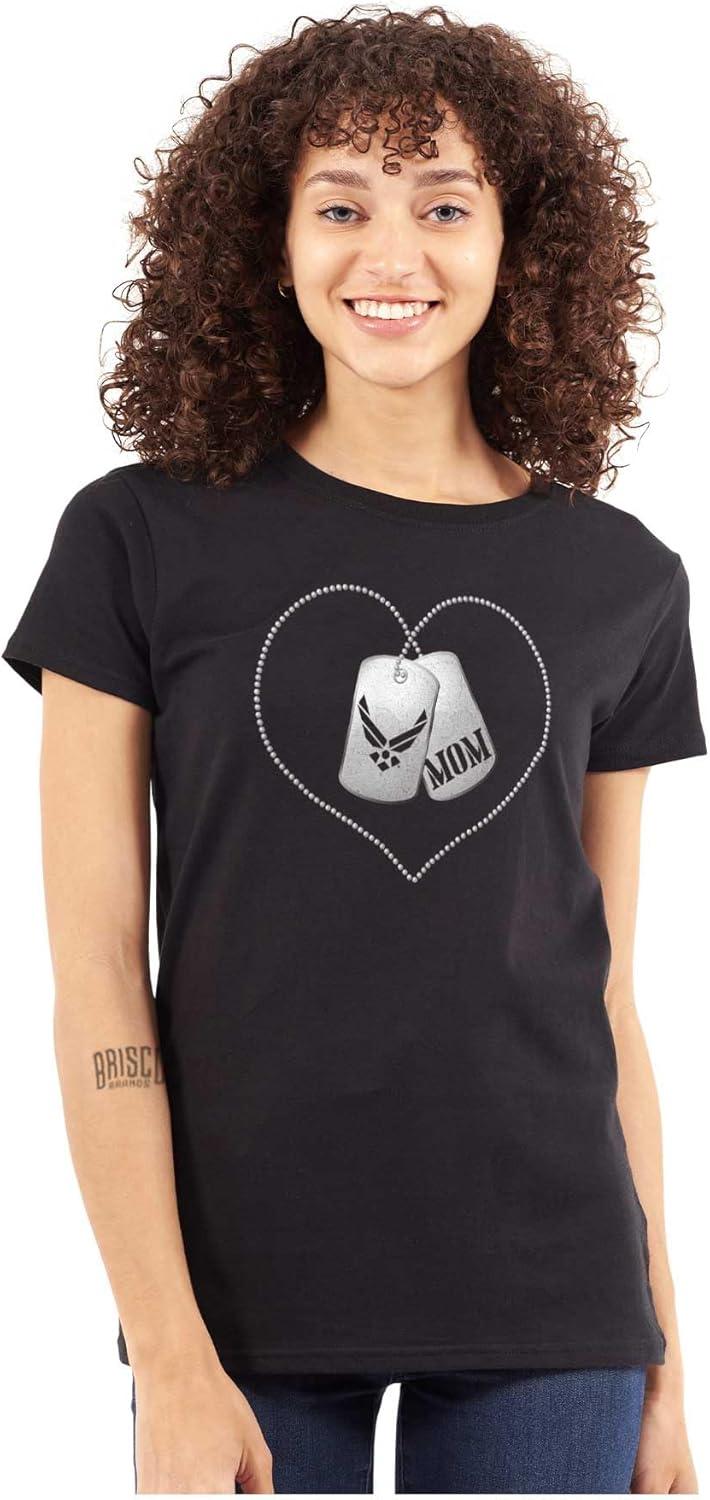 imageUS Air Force Mom Dog Tags Cute USAF Womens Slim Fit Graphic TeeBlack