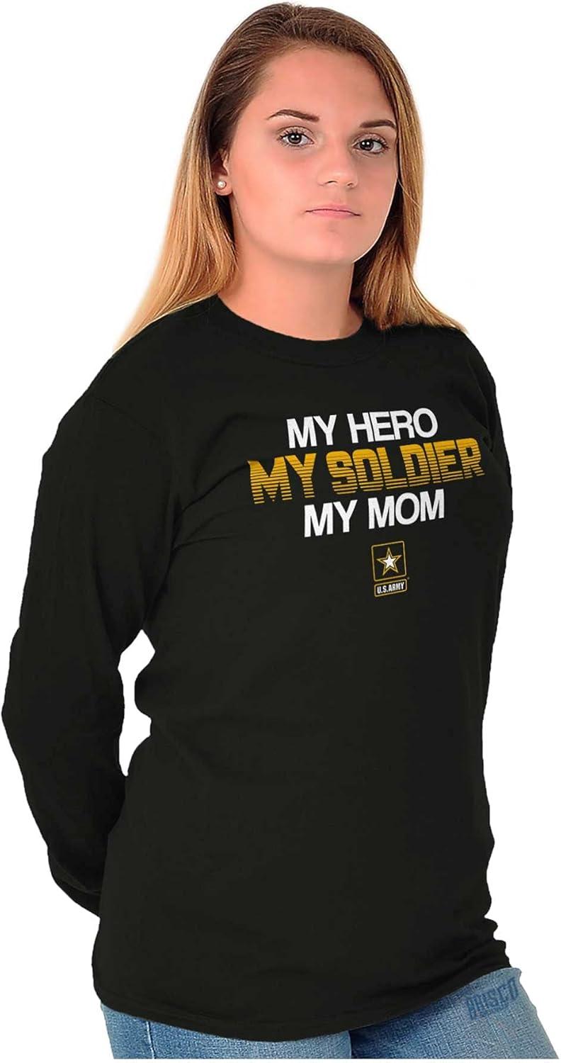 imageUS Army Logo My Mom Hero Soldier Long Sleeve Tshirt Men WomenBlack