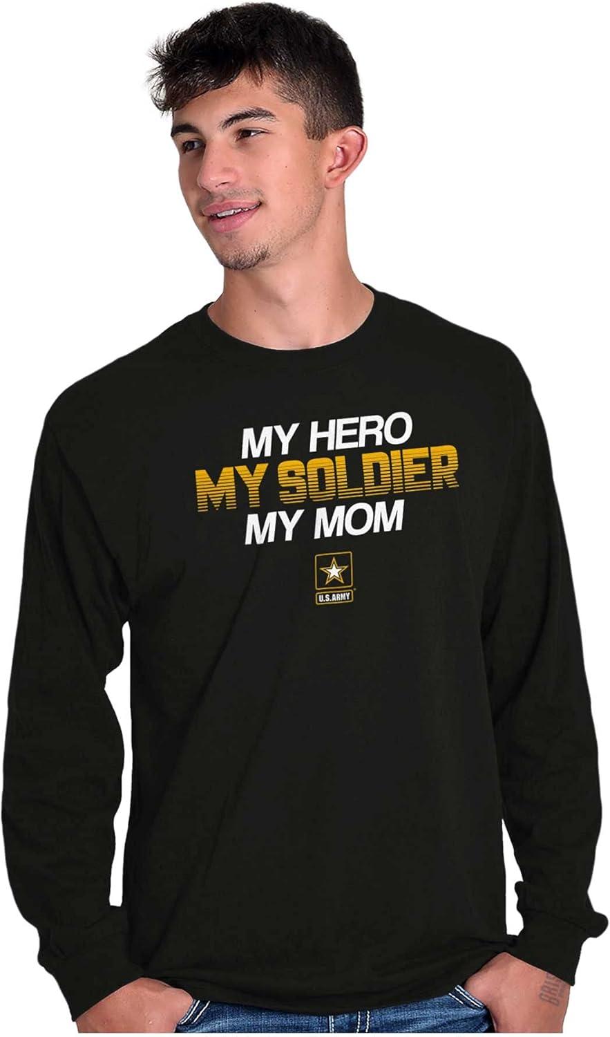 imageUS Army Logo My Mom Hero Soldier Long Sleeve Tshirt Men WomenBlack