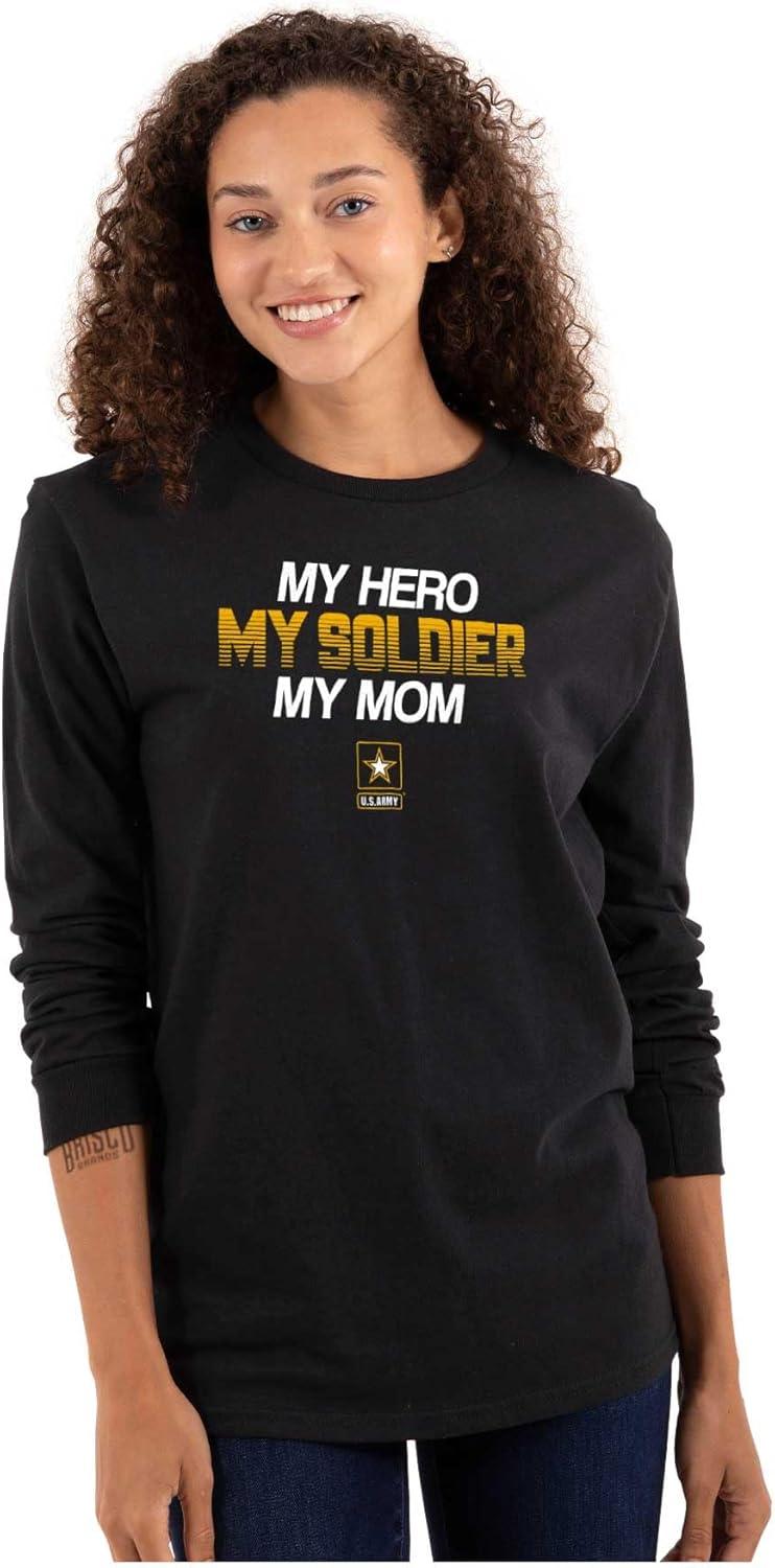 imageUS Army Logo My Mom Hero Soldier Long Sleeve Tshirt Men WomenBlack