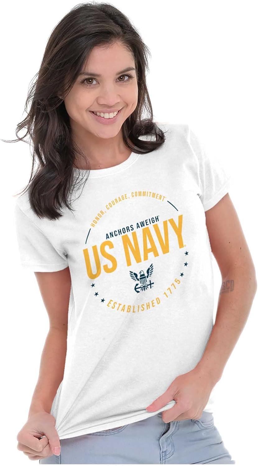 imageUS Navy Logo Anchors Aweigh Est 1775 Womens Slim Fit Graphic TeeWhite