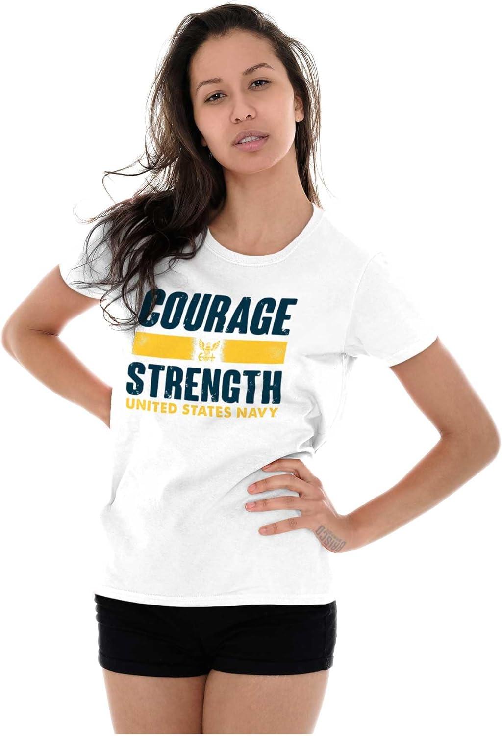 imageUnited States Navy Courage Strength Womens Slim Fit Graphic TeeWhite