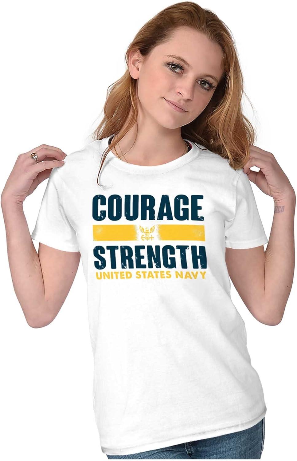 imageUnited States Navy Courage Strength Womens Slim Fit Graphic TeeWhite