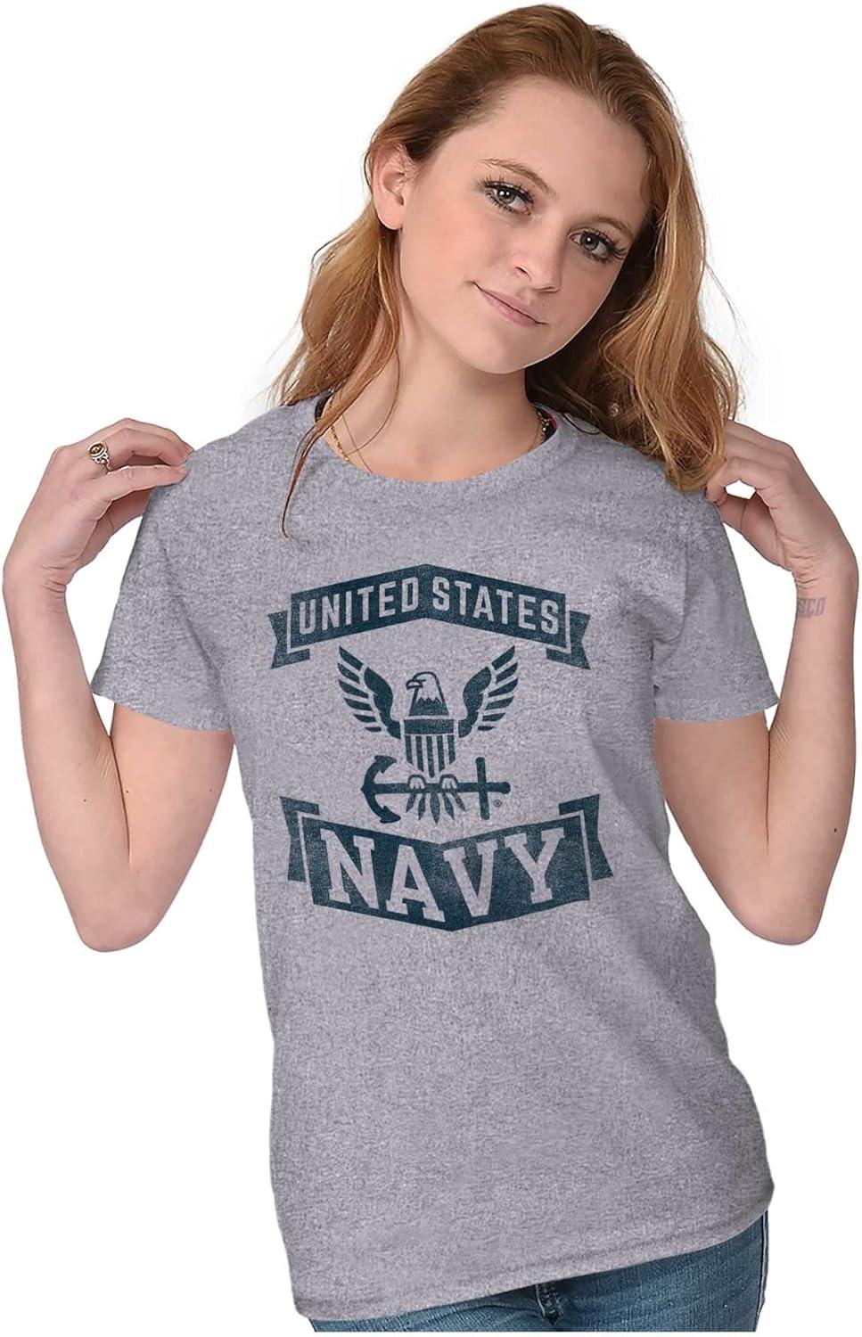 imageUnited States Navy Eagle Anchor Logo Womens Slim Fit Graphic TeeSport Grey