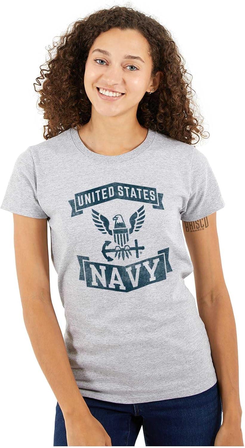 imageUnited States Navy Eagle Anchor Logo Womens Slim Fit Graphic TeeSport Grey