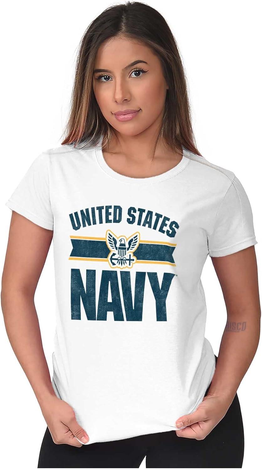 imageUnited States Navy Military Logo Womens Slim Fit Graphic TeeWhite