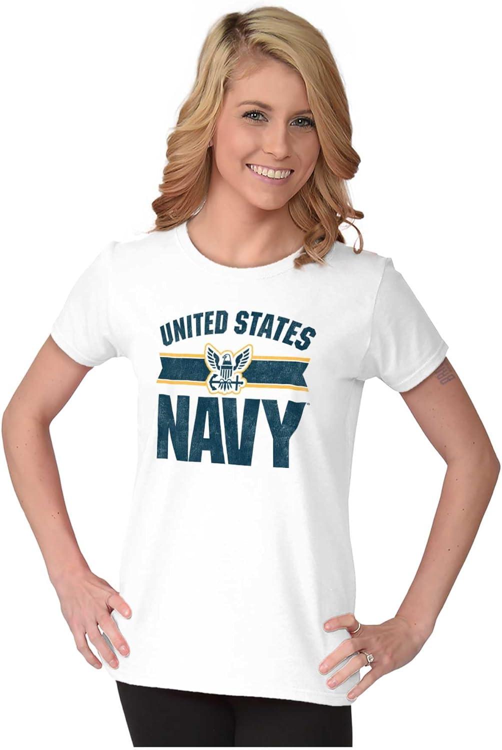 imageUnited States Navy Military Logo Womens Slim Fit Graphic TeeWhite