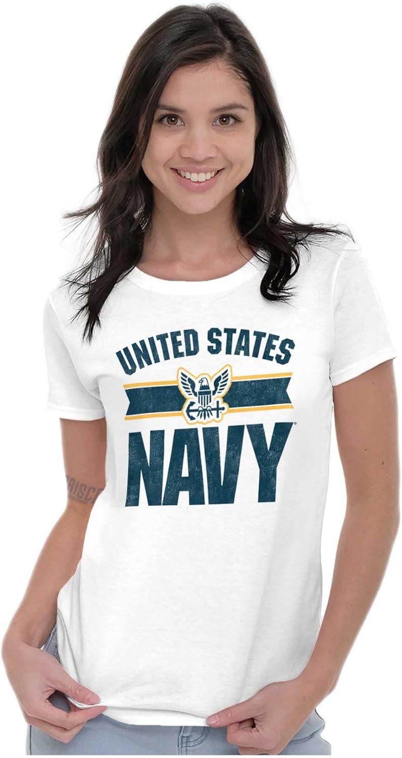 imageUnited States Navy Military Logo Womens Slim Fit Graphic TeeWhite