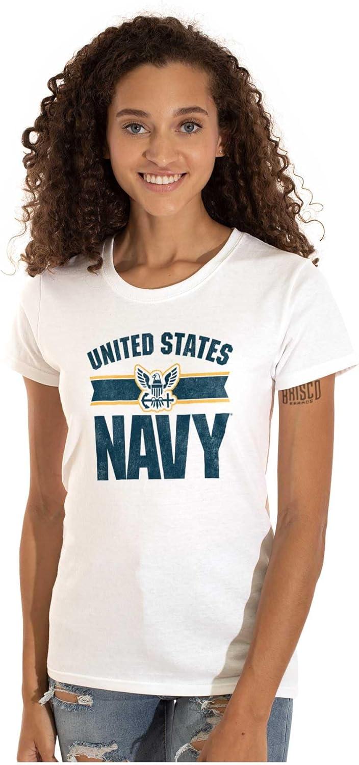 imageUnited States Navy Military Logo Womens Slim Fit Graphic TeeWhite