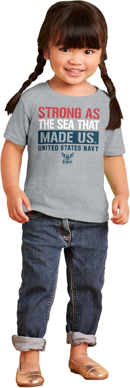 imageUnited States Navy Strong As The Sea Toddler Boy Girl T ShirtHeather
