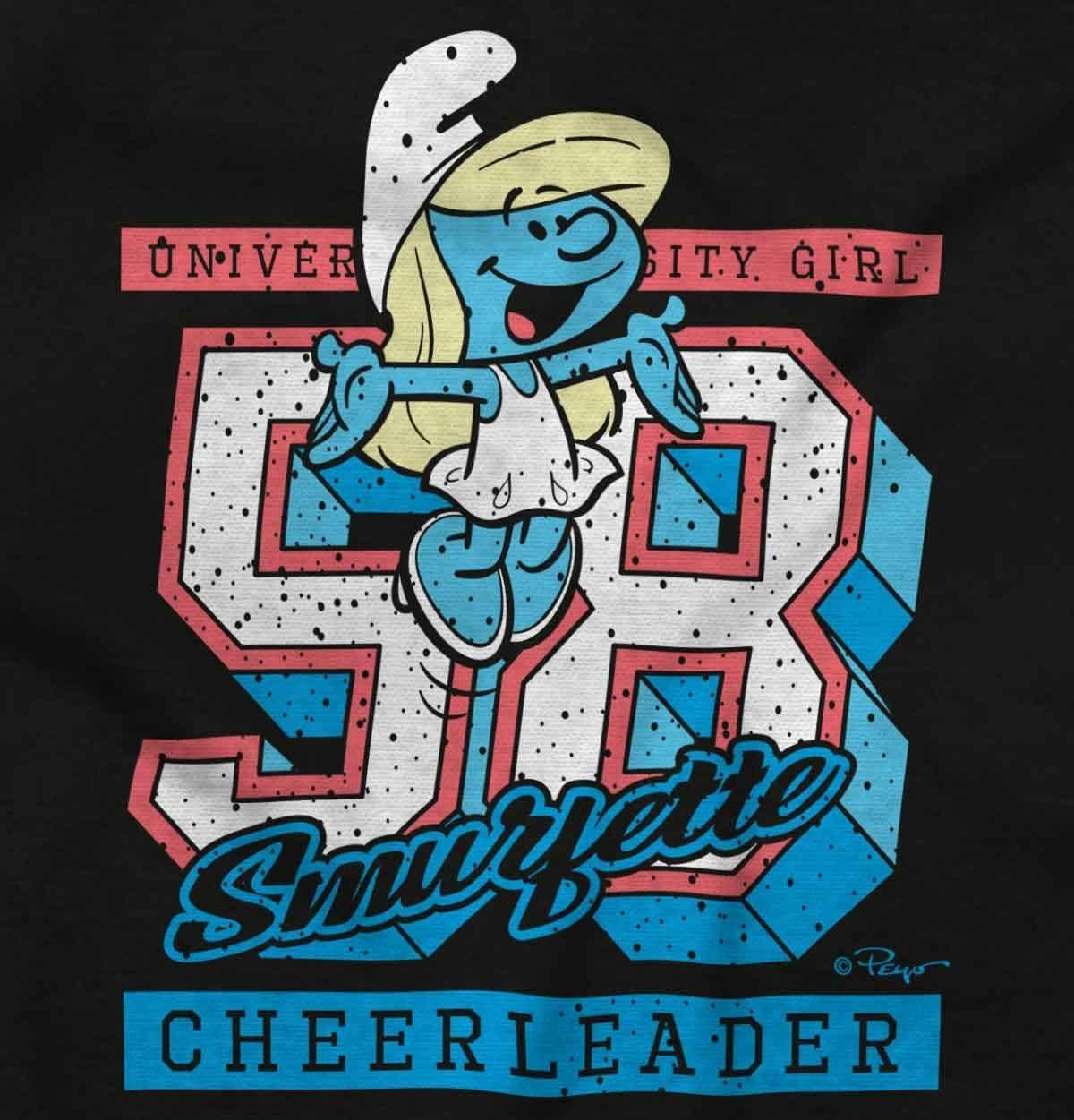 imageVintage Varsity Cheerleader Smurfette Womens Slim Fit Graphic TeeBlack