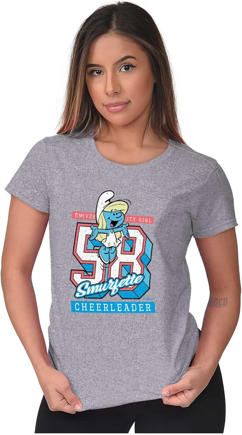 imageVintage Varsity Cheerleader Smurfette Womens Slim Fit Graphic TeeSport Grey