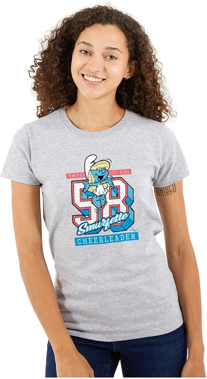 imageVintage Varsity Cheerleader Smurfette Womens Slim Fit Graphic TeeSport Grey