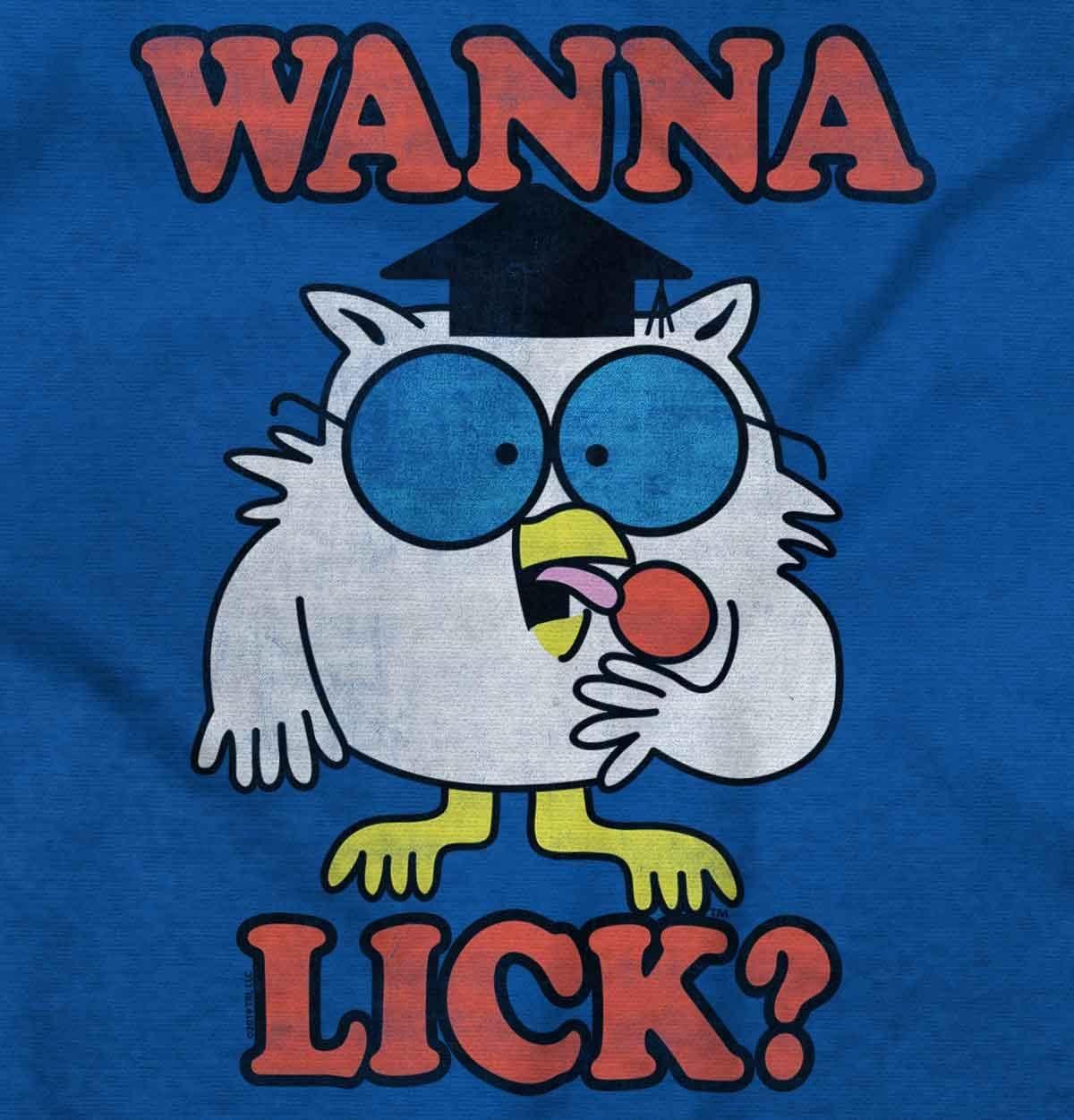 imageWanna Lick Funny Mr Owl Tootsie Pop Graphic T Shirt Men or WomenHeather Sapphire