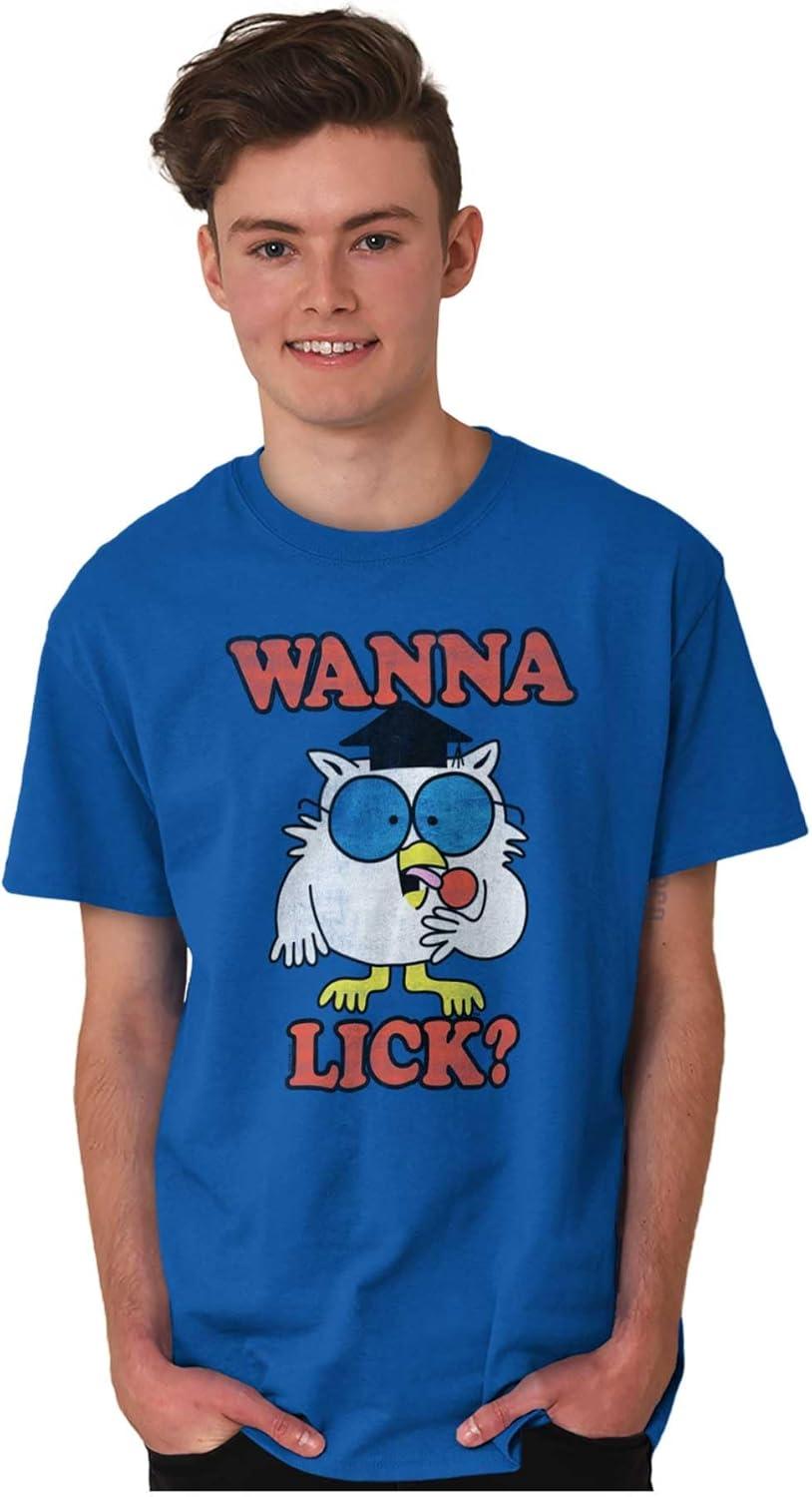 imageWanna Lick Funny Mr Owl Tootsie Pop Graphic T Shirt Men or WomenHeather Sapphire