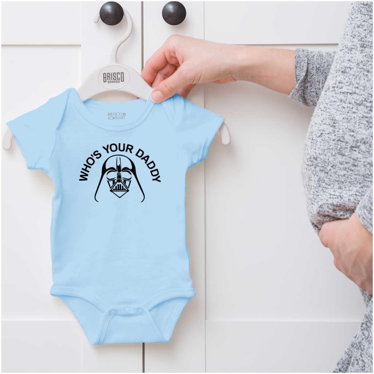 imageWhos Your Daddy Dark Lord Space Baby Romper Boys or GirlsLight Blue