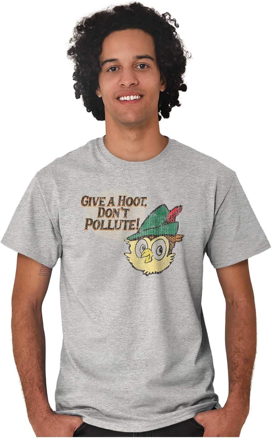 imageWoodsy Owl Give a Hoot Cartoon Graphic T Shirt Men or WomenSport Grey
