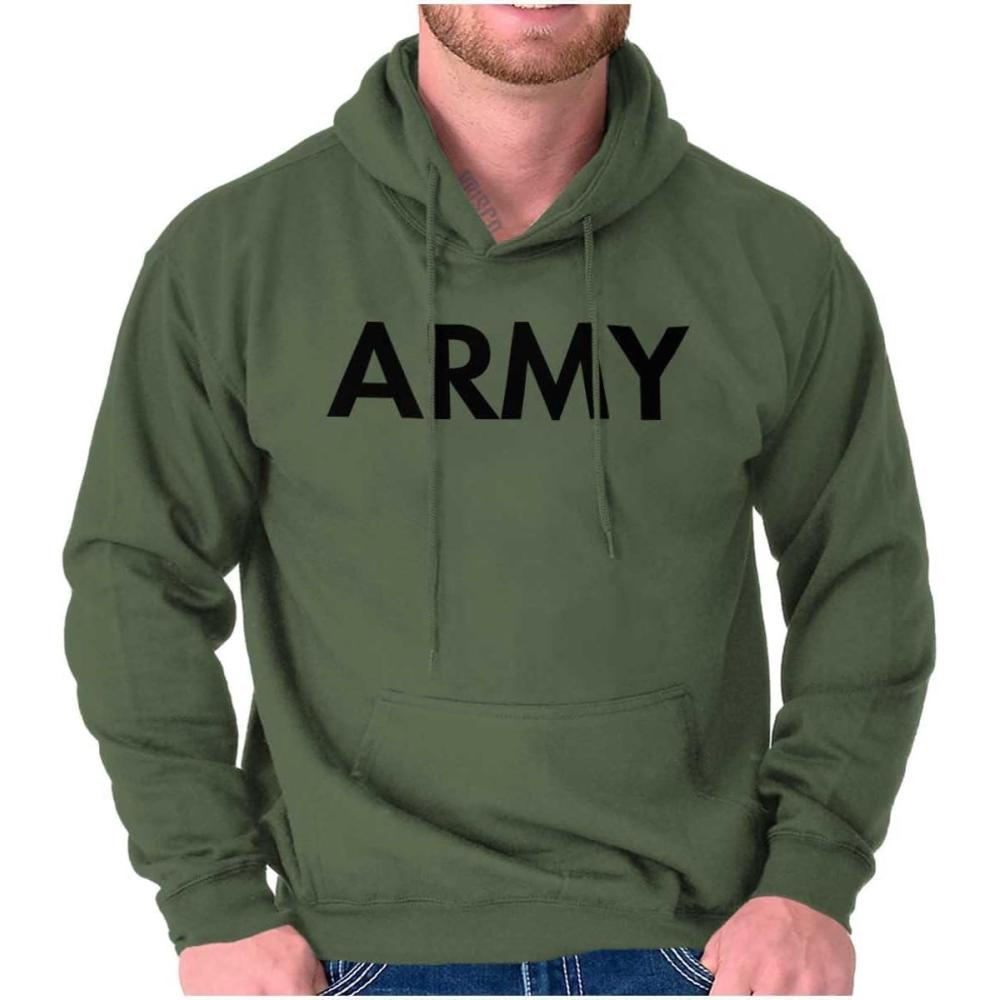 imageBrisco Brands Army Military Physical Training PT Exercise Workout Hooded SweatshirtMilitary Green