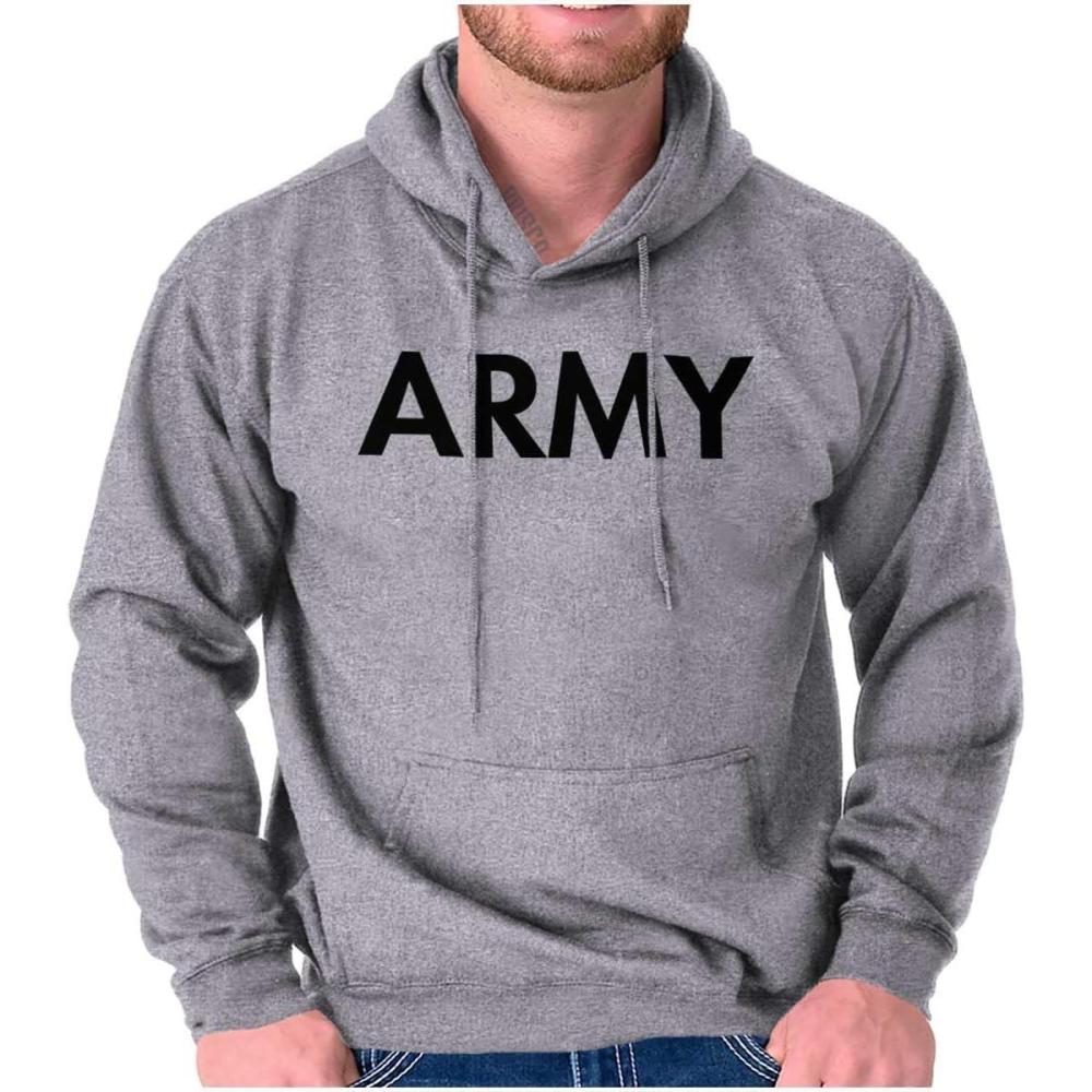 imageBrisco Brands Army Military Physical Training PT Exercise Workout Hooded SweatshirtSport Grey