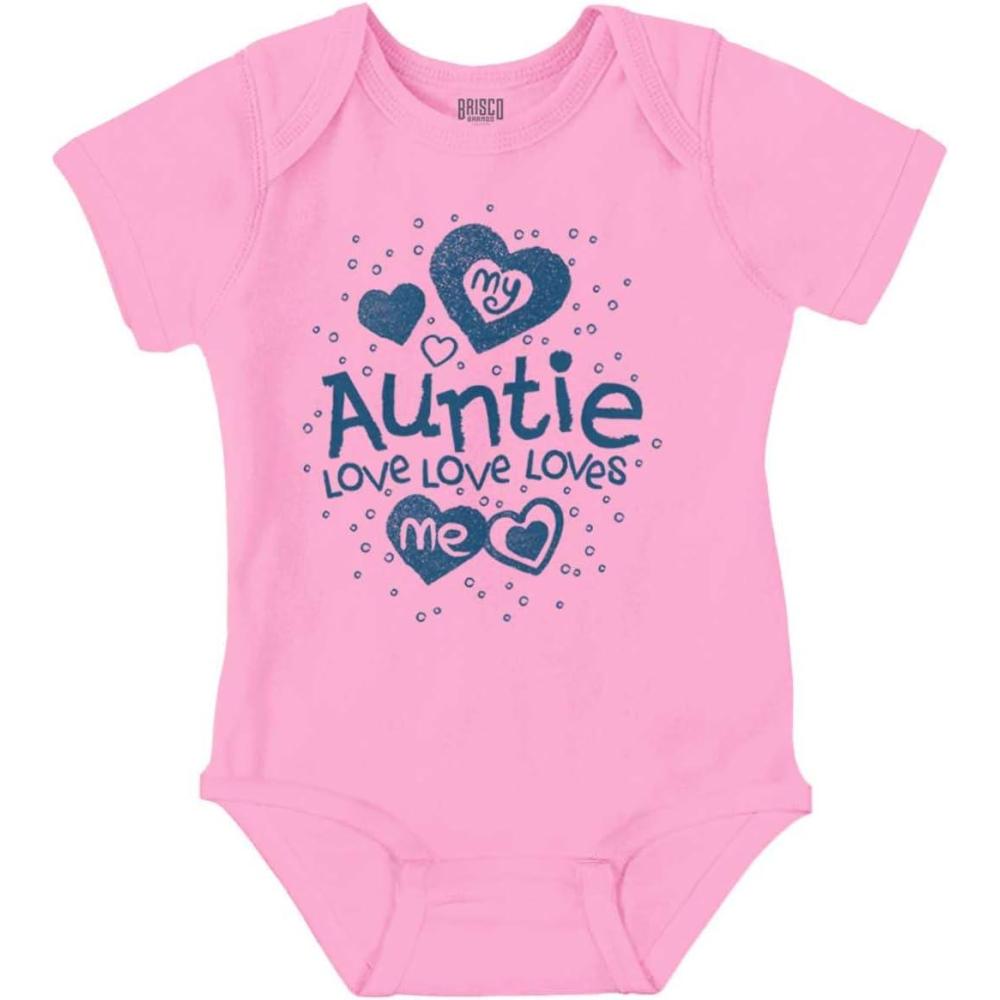 imageBrisco Brands Auntie Loves Me Adorable Cute Niece Baby Bodysuit Jumper GirlsPink Blue Ink