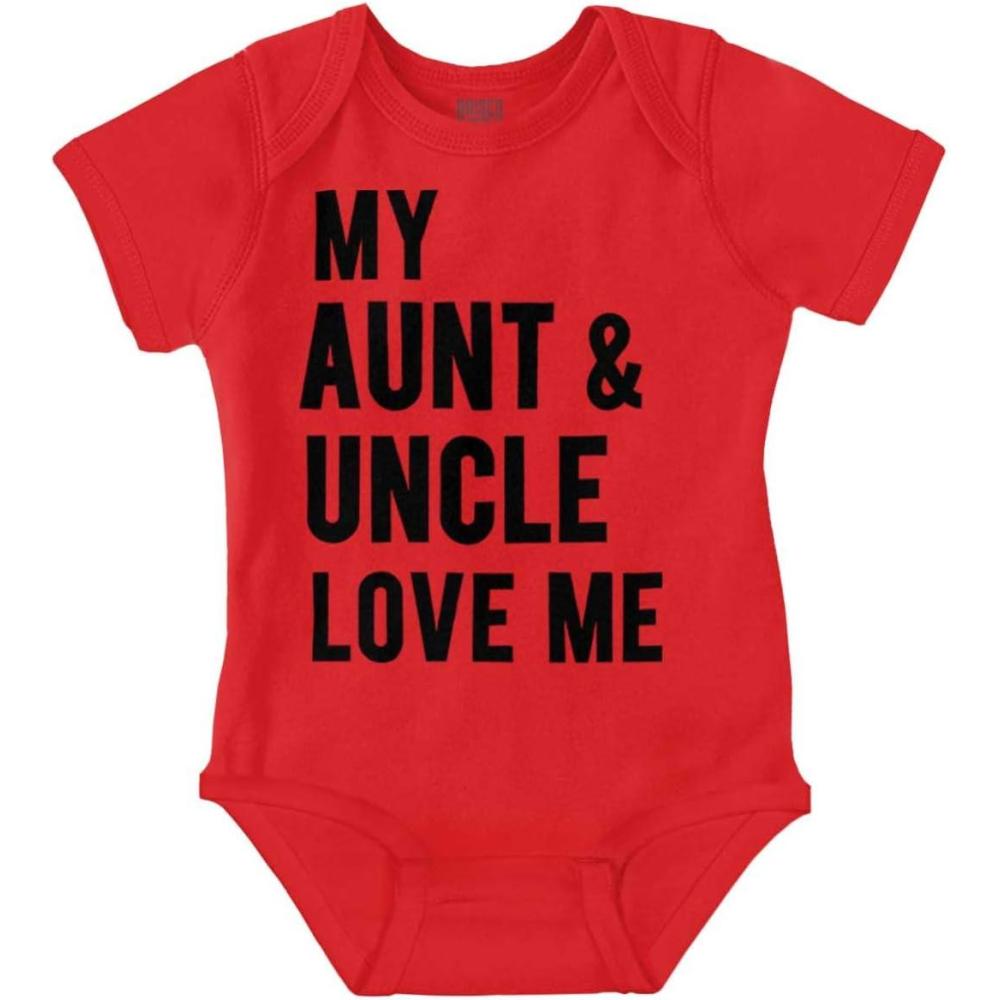 imageBrisco Brands Auntie Uncle Present Loved Niece Cute Baby Romper Boys or GirlsRed