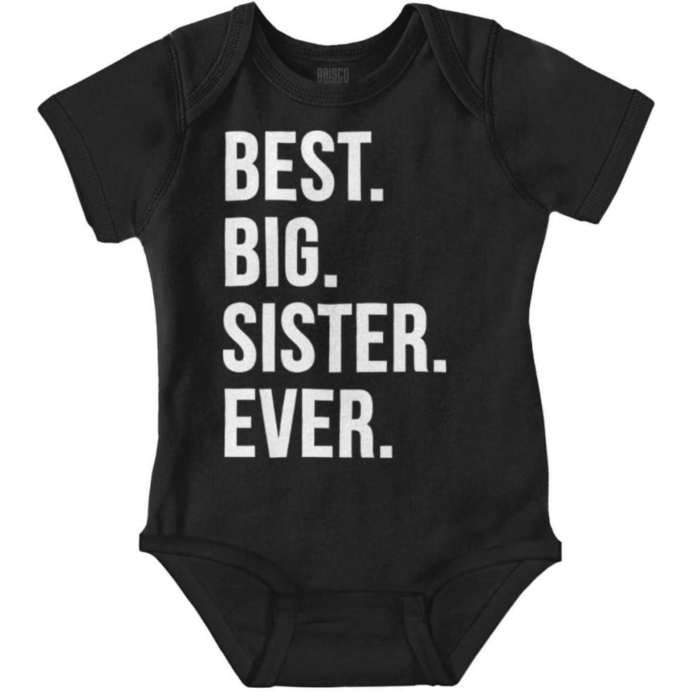 imageBrisco Brands Best Big Sister Ever Older Sibling Baby Bodysuit Jumper GirlsBlack