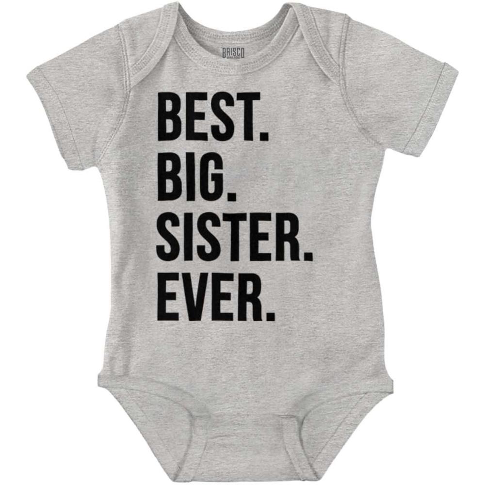 imageBrisco Brands Best Big Sister Ever Older Sibling Baby Bodysuit Jumper GirlsHeather