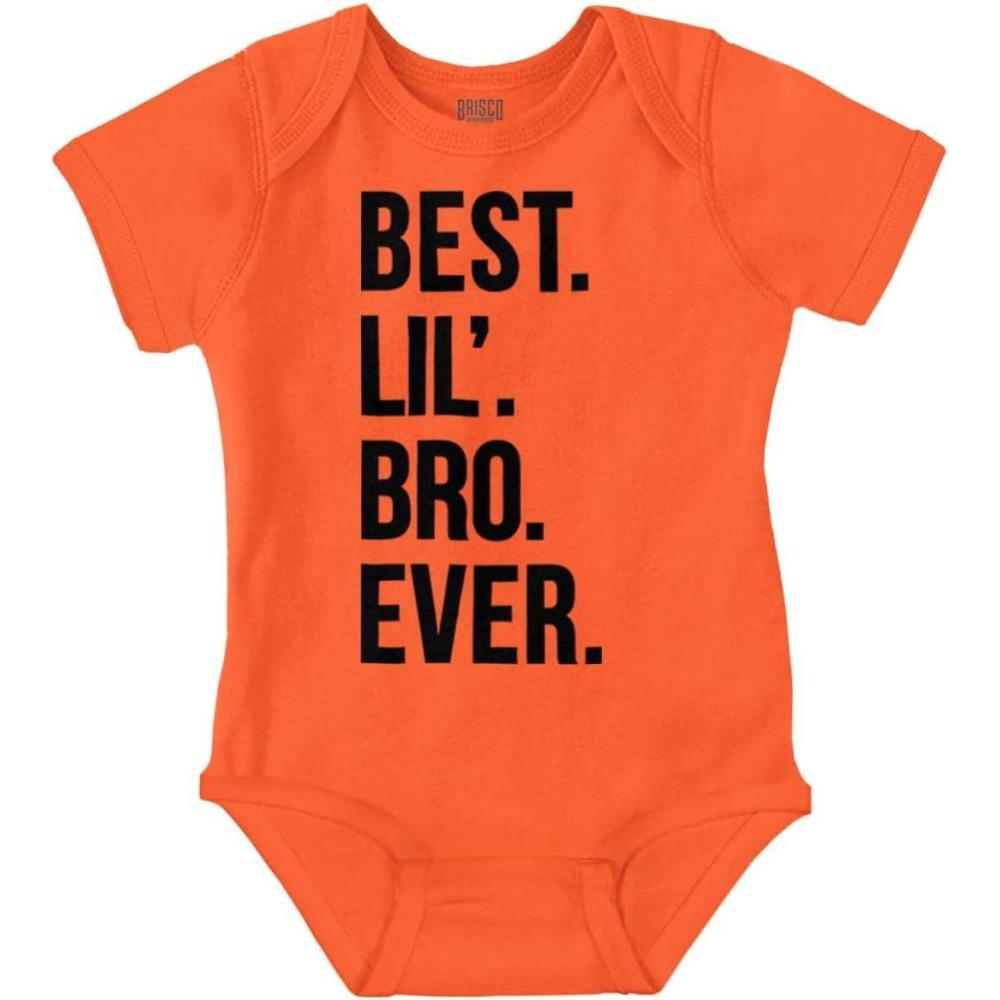 imageBrisco Brands Best Lil Bro Ever Cute Little Brother Baby Bodysuit Jumper BoysOrange