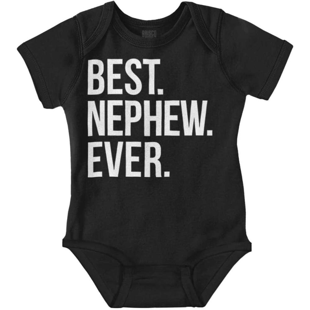 imageBrisco Brands Best Nephew Ever Family Aunt Uncle Baby Bodysuit Jumper BoysBlack