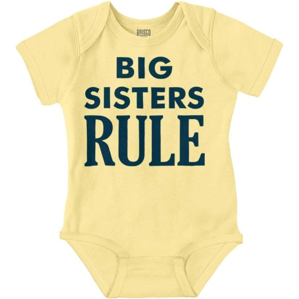 imageBrisco Brands Big Sister Rule Older Sis Family Love Baby Bodysuit Jumper GirlsBanana