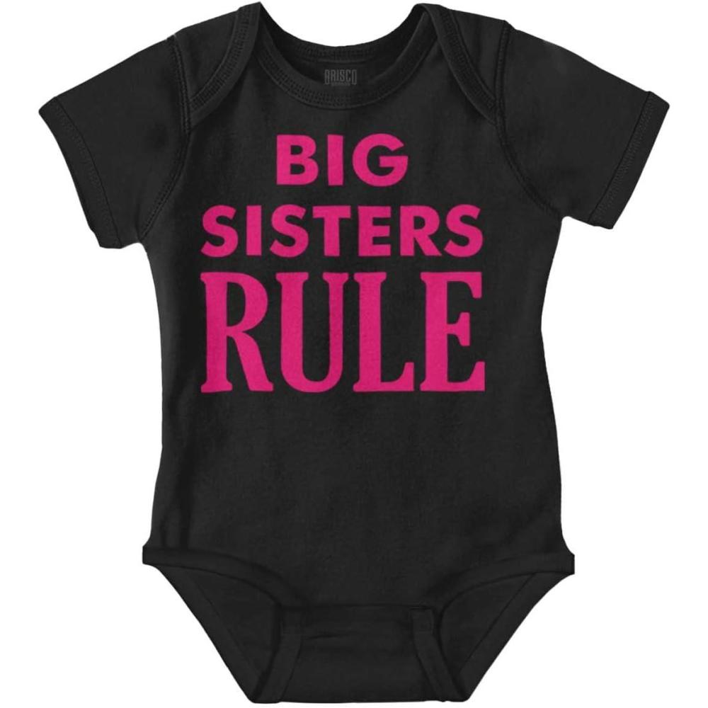imageBrisco Brands Big Sister Rule Older Sis Family Love Baby Bodysuit Jumper GirlsBlack
