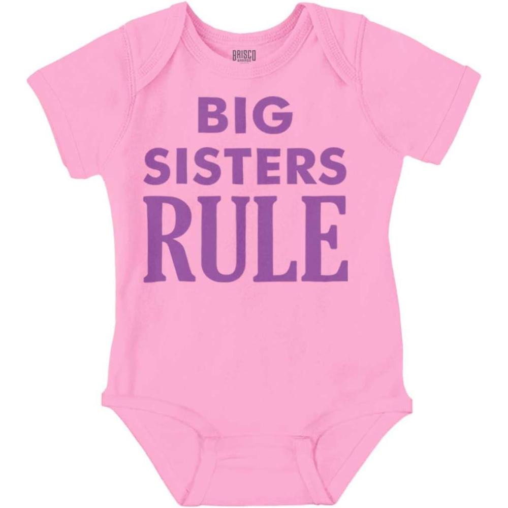 imageBrisco Brands Big Sister Rule Older Sis Family Love Baby Bodysuit Jumper GirlsPink