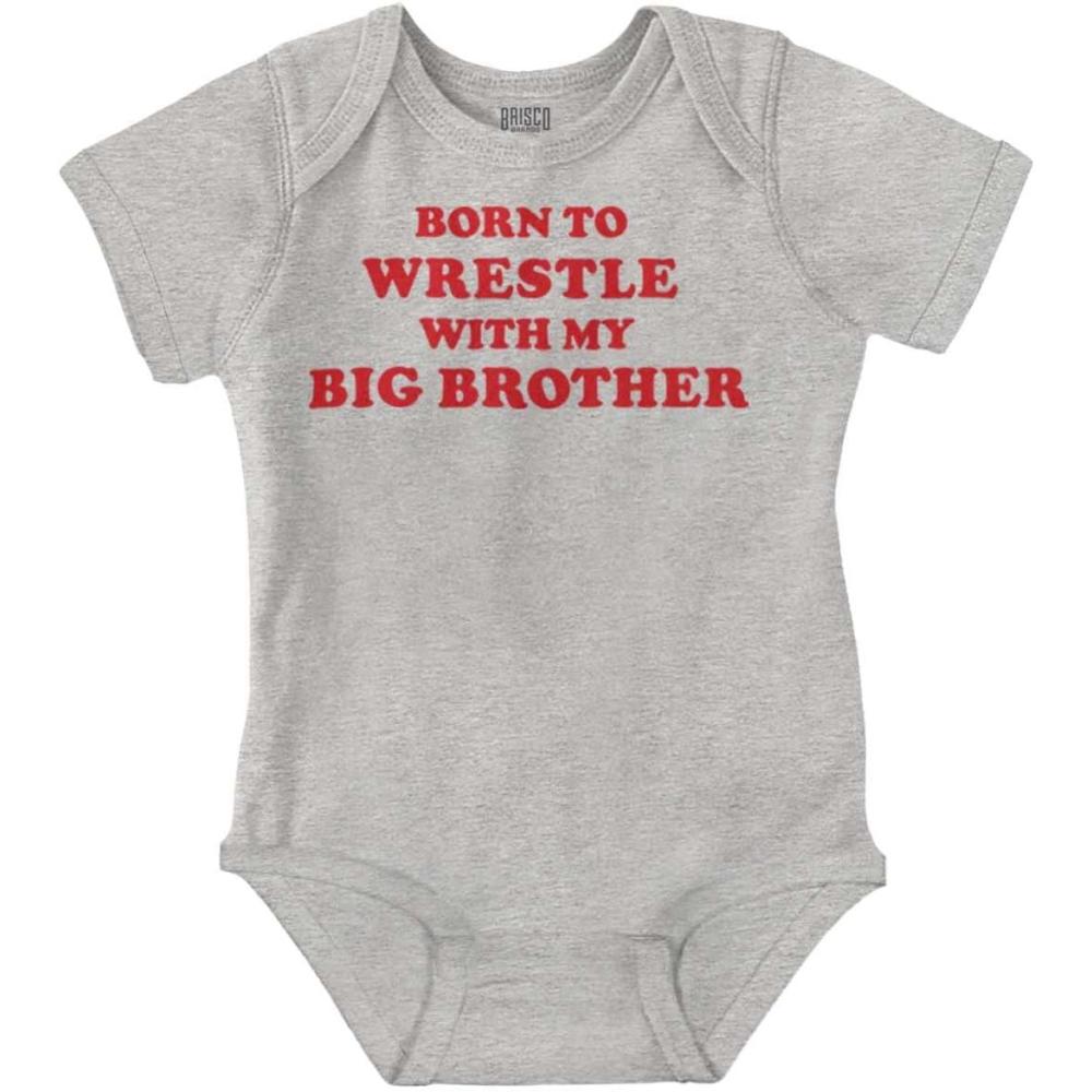 imageBrisco Brands Born to Wrestle With My Big Brother Baby Bodysuit Jumper BoysHeather