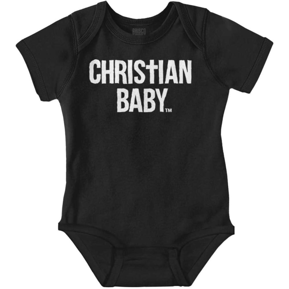 imageBrisco Brands Christian Baby Baptism Christening Baby Romper Boys or GirlsBlack