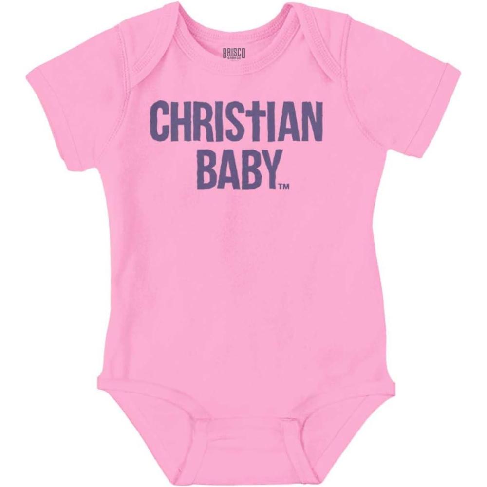 imageBrisco Brands Christian Baby Baptism Christening Baby Romper Boys or GirlsPink