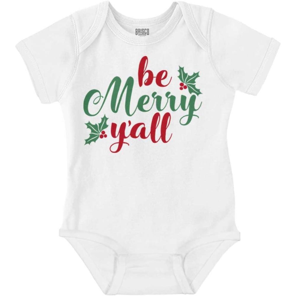 imageBrisco Brands Christmas Be Merry Yall Holly Baby Bodysuit Jumper GirlsWhite