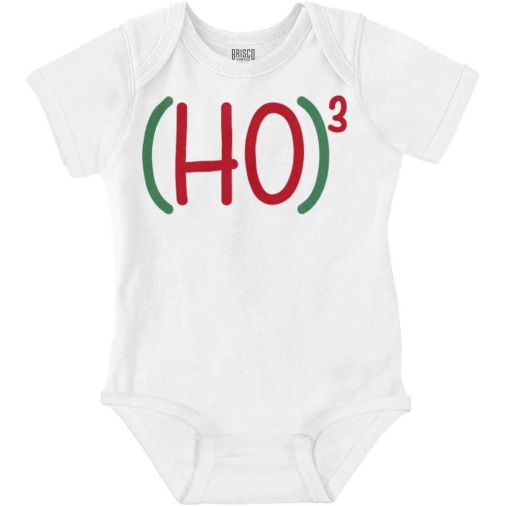 imageBrisco Brands Christmas Hohoho Cubed Mathematical Baby Romper Boys or GirlsWhite