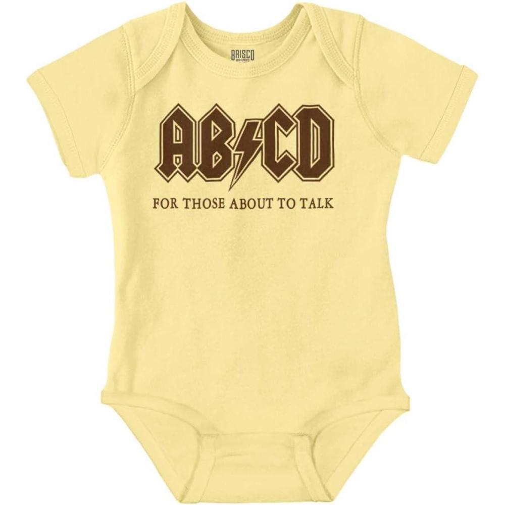 imageBrisco Brands Cutest Lil Rockstar Music Lover ABCD Baby Romper Boys or GirlsAbcd Banana