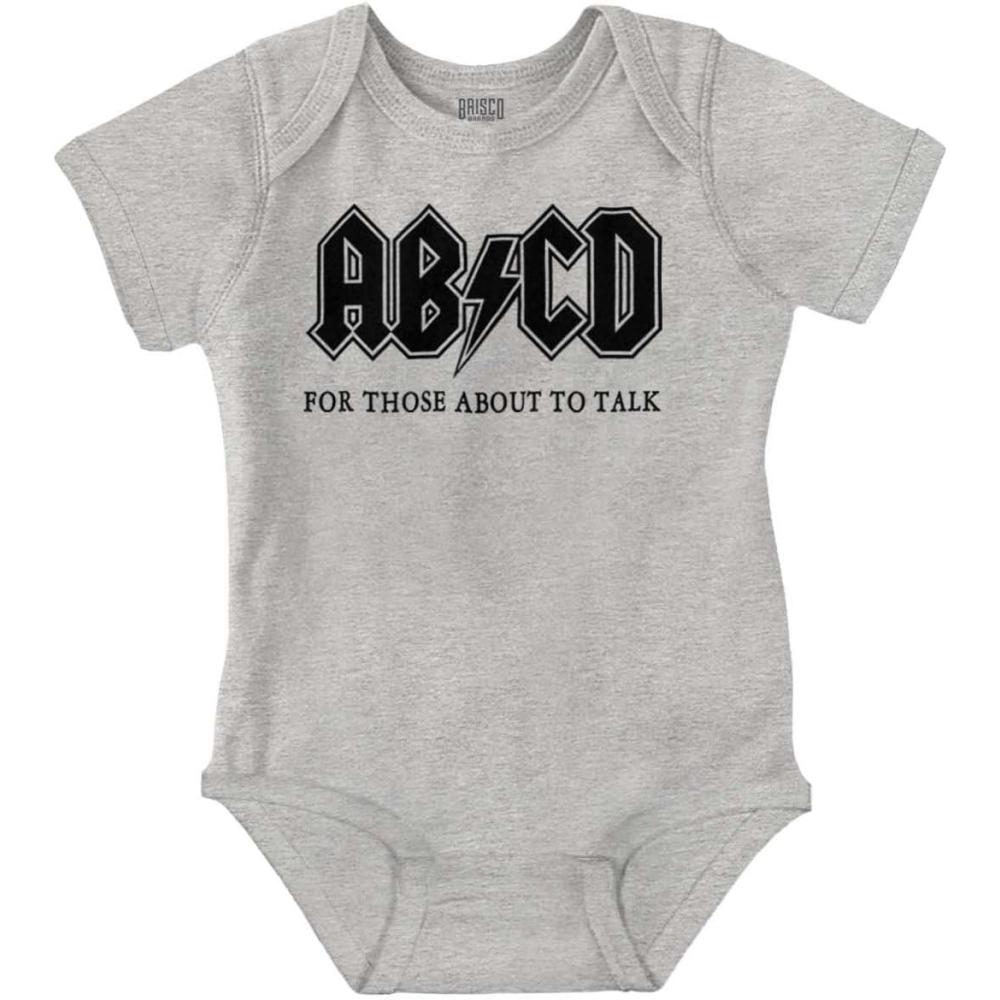imageBrisco Brands Cutest Lil Rockstar Music Lover ABCD Baby Romper Boys or GirlsAbcd Heather